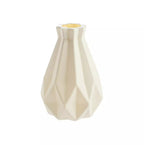 White Diamond Pattern Ceramic-Style Vase styled with artificial flowers