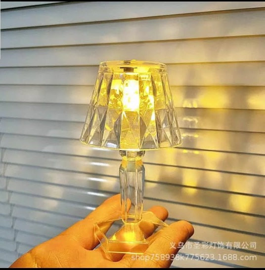 Mini crystal LED table lamp with warm light for home décor