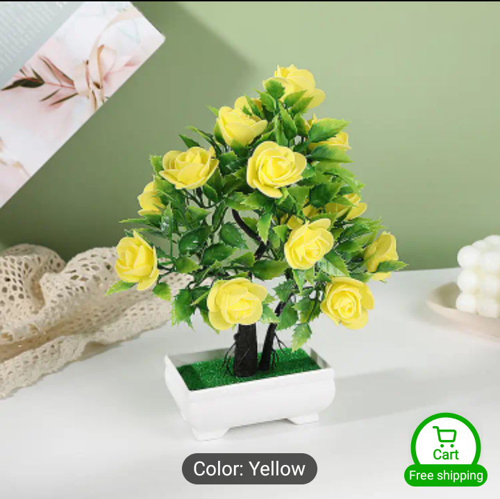 Artificial Rose Plant in Pot – Pack of 2