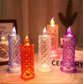 Crystal LED candle lamp with decorative glowing flame
