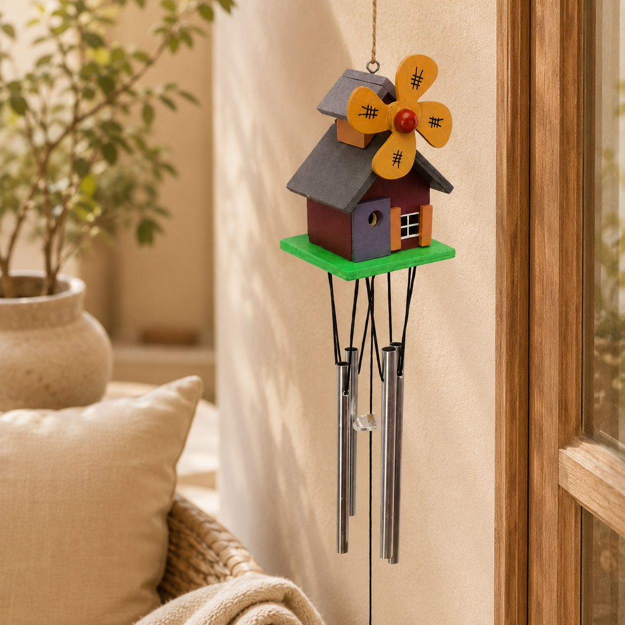 Antique Wooden House Wind Chime
