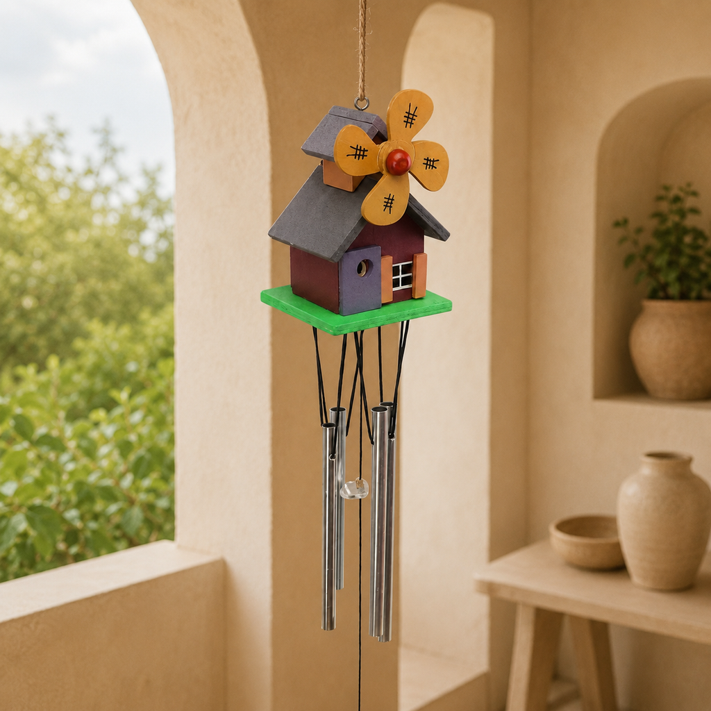 Antique Wooden House Wind Chime