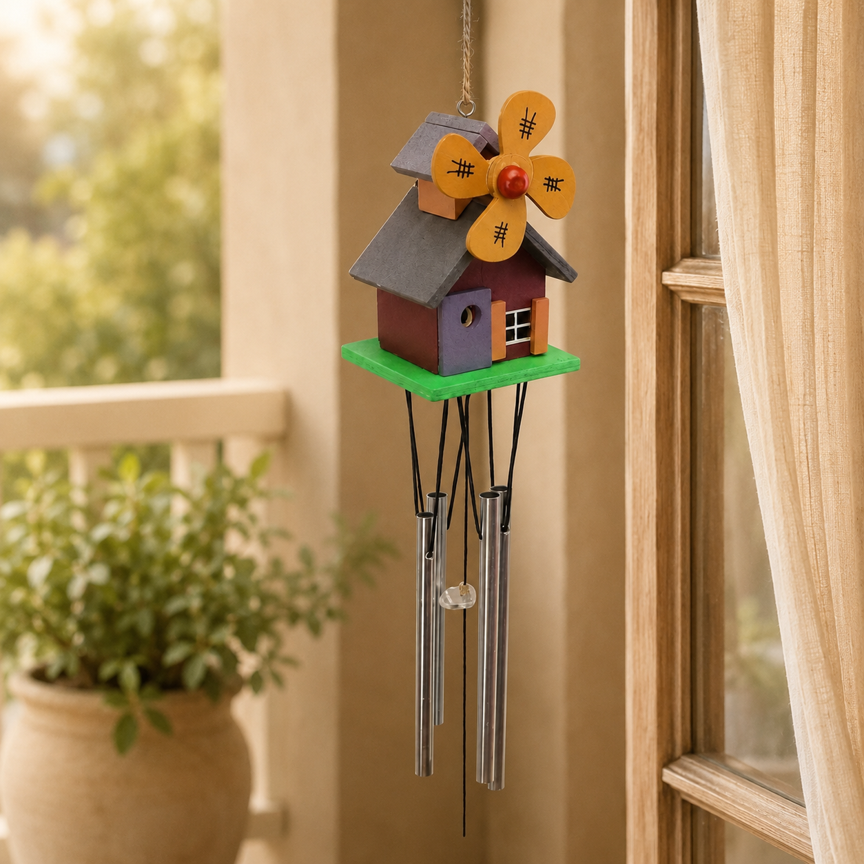 Antique Wooden House Wind Chime