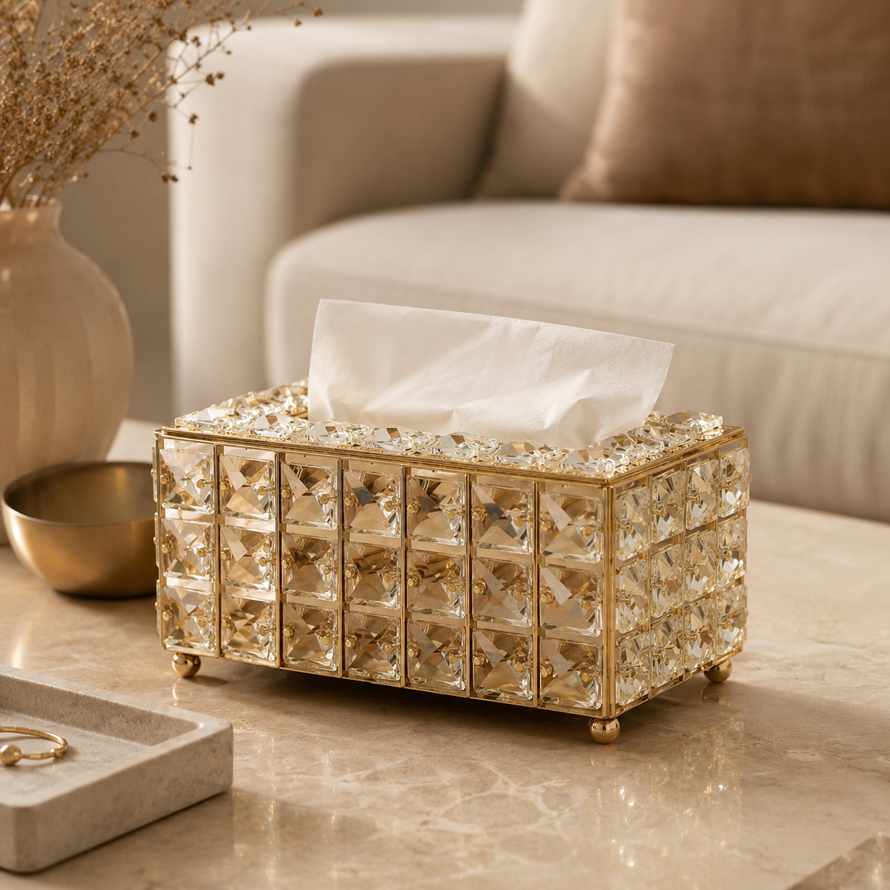 Beaded Metal Tissue Box Holder