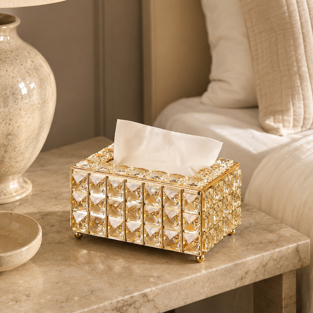 Beaded Metal Tissue Box Holder