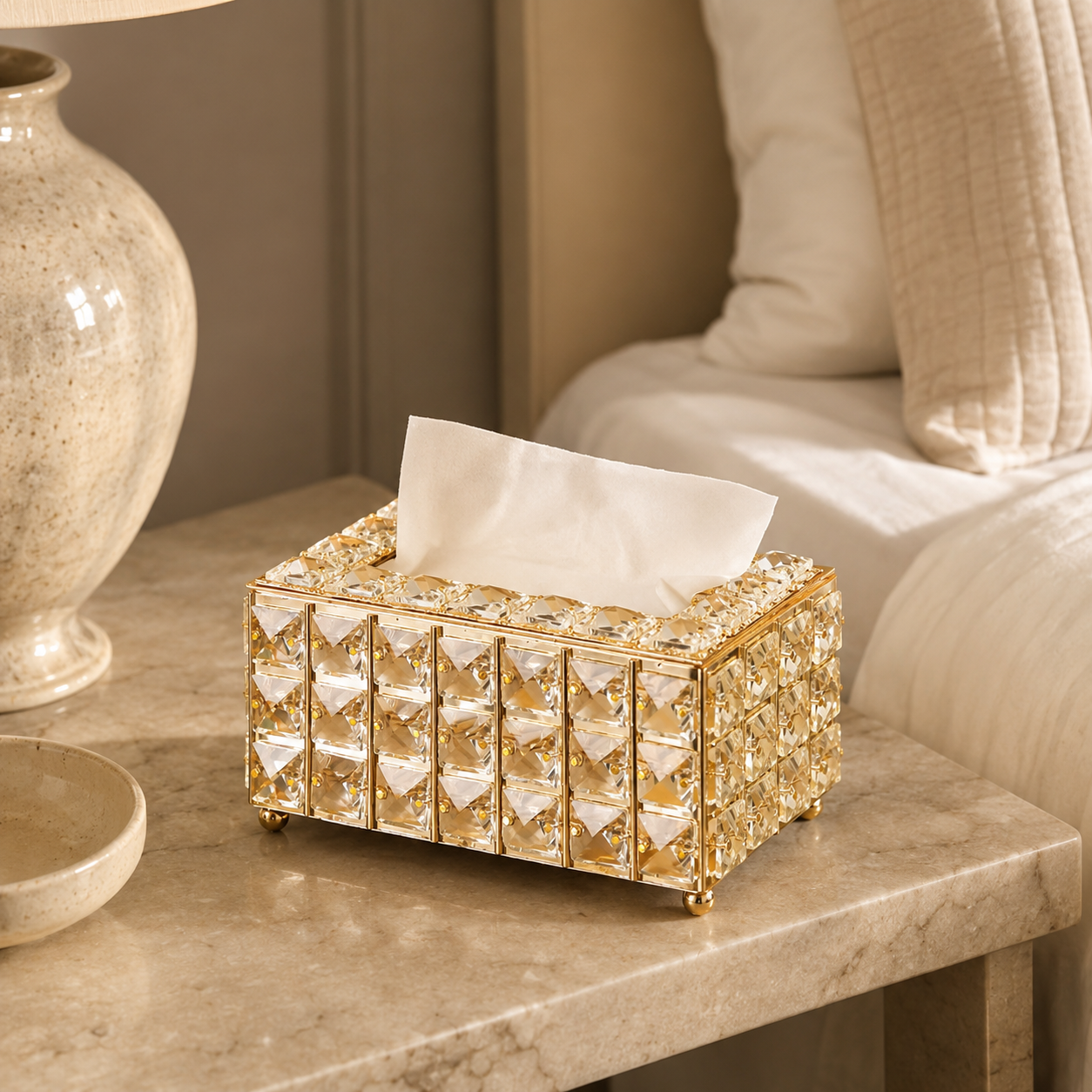 Beaded Metal Tissue Box Holder