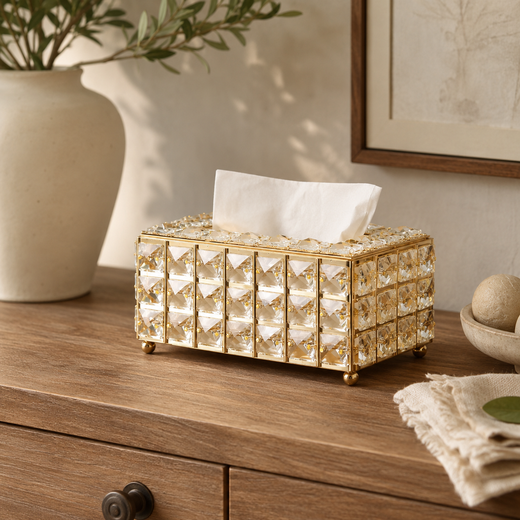 Beaded Metal Tissue Box Holder