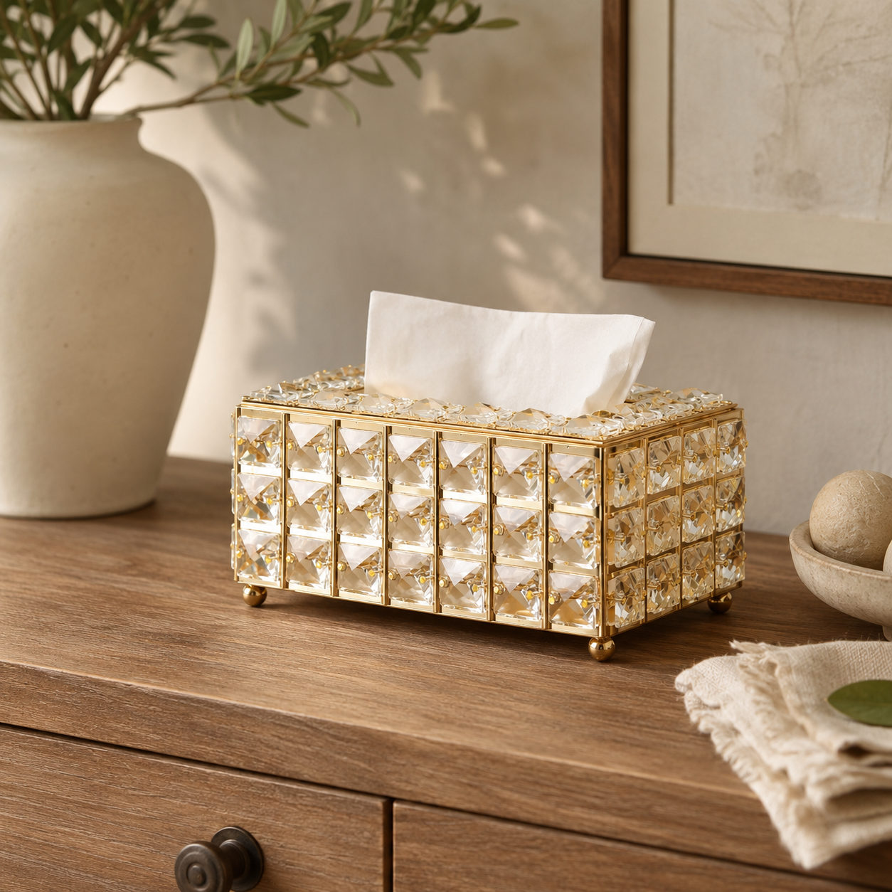 Beaded Metal Tissue Box Holder