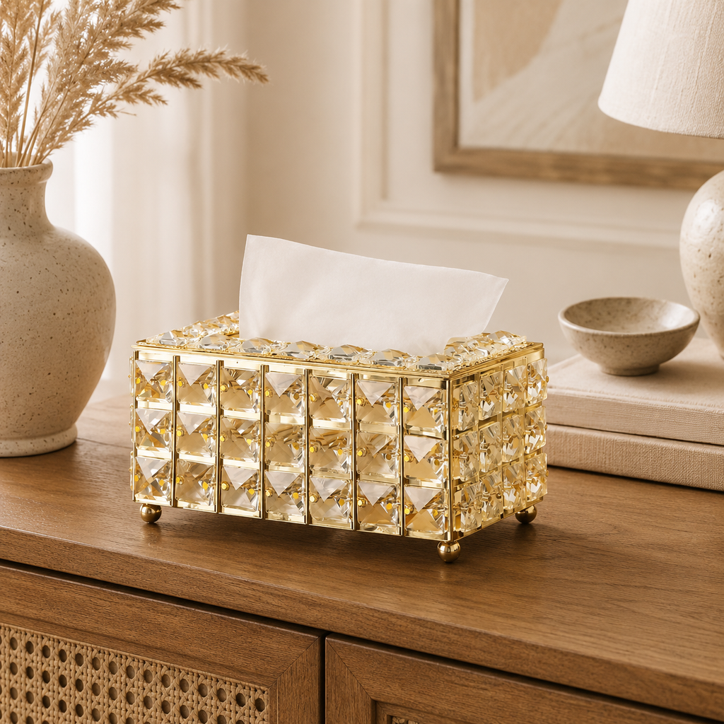 Beaded Metal Tissue Box Holder