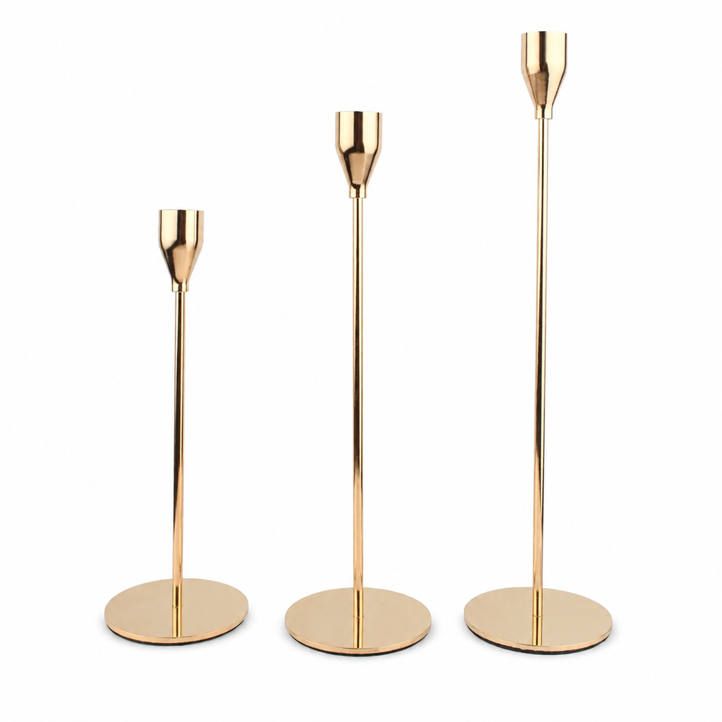 European Metal Candle Holder - Set of 3