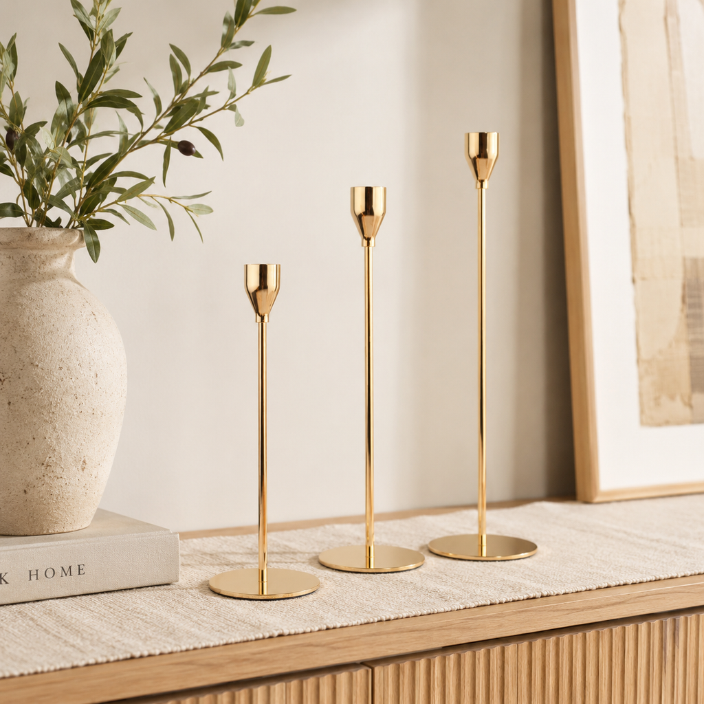 European Metal Candle Holder - Set of 3
