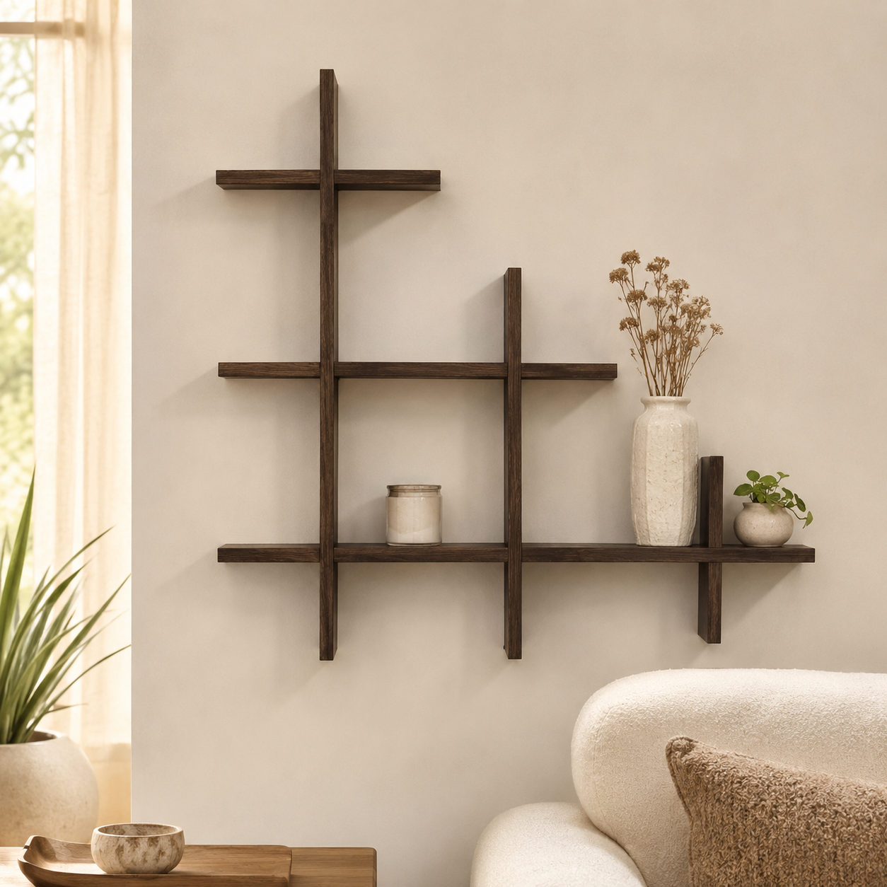 Wooden Floating Wall Shelf