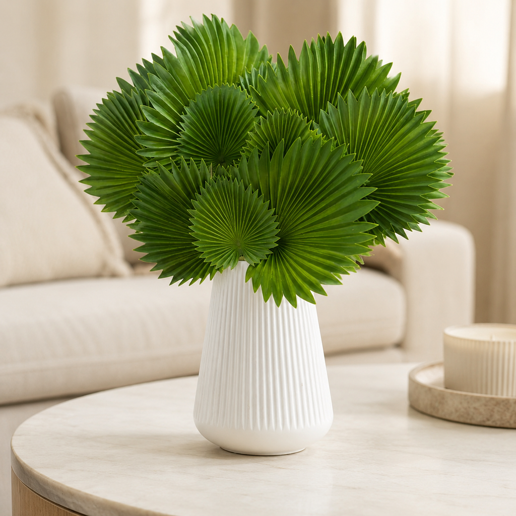 Nordic Ribbed White Vase – Pack of 2