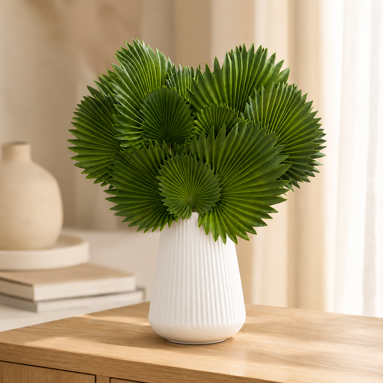 Nordic Ribbed White Vase – Pack of 2
