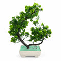 Artificial Green Bonsai Tree in Cream Rectangle Pot – Pack of 2