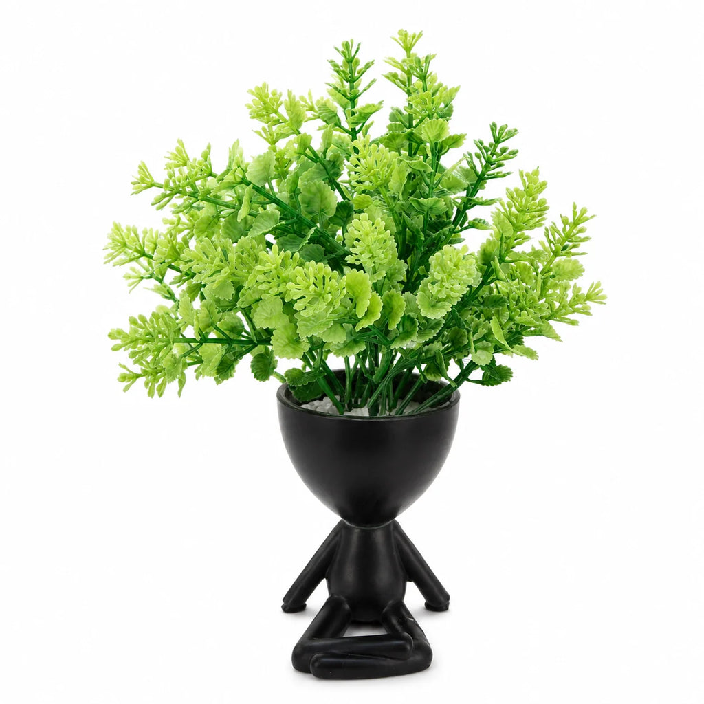 Artificial Green Fern Plant in Black Stand Pot – Pack of 2