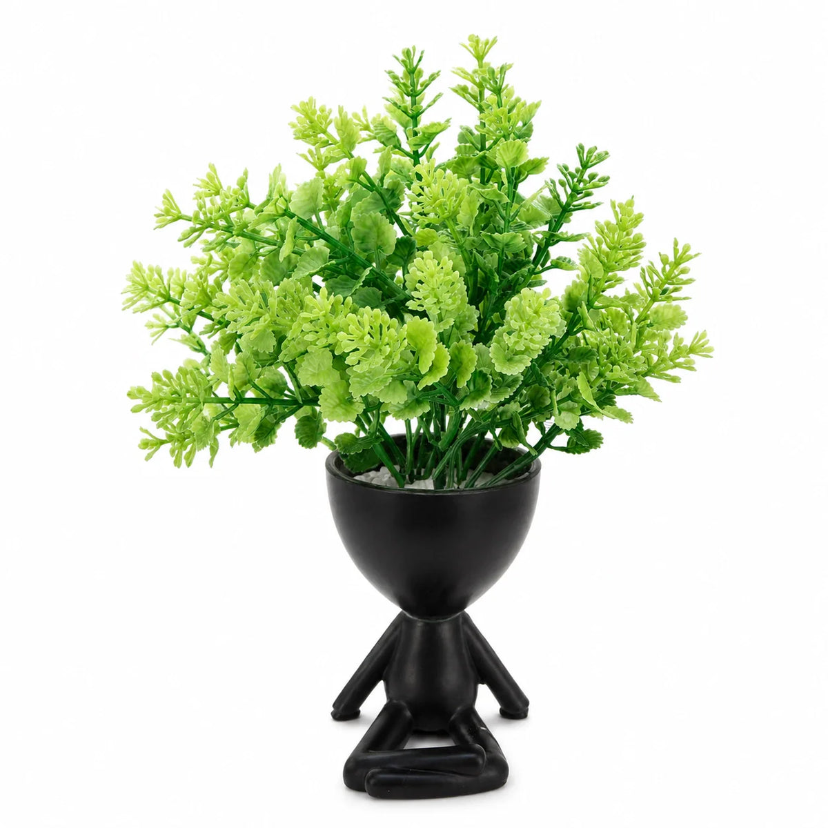 Artificial Green Fern Plant in Black Stand Pot – Pack of 2