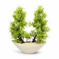 Artificial Green Fern Plant in Cream Bowl Pot – Pack of 2