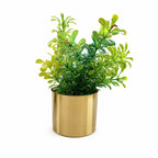 Artificial Green Leaf Plant in Brushed Gold Pot – Pack of 2