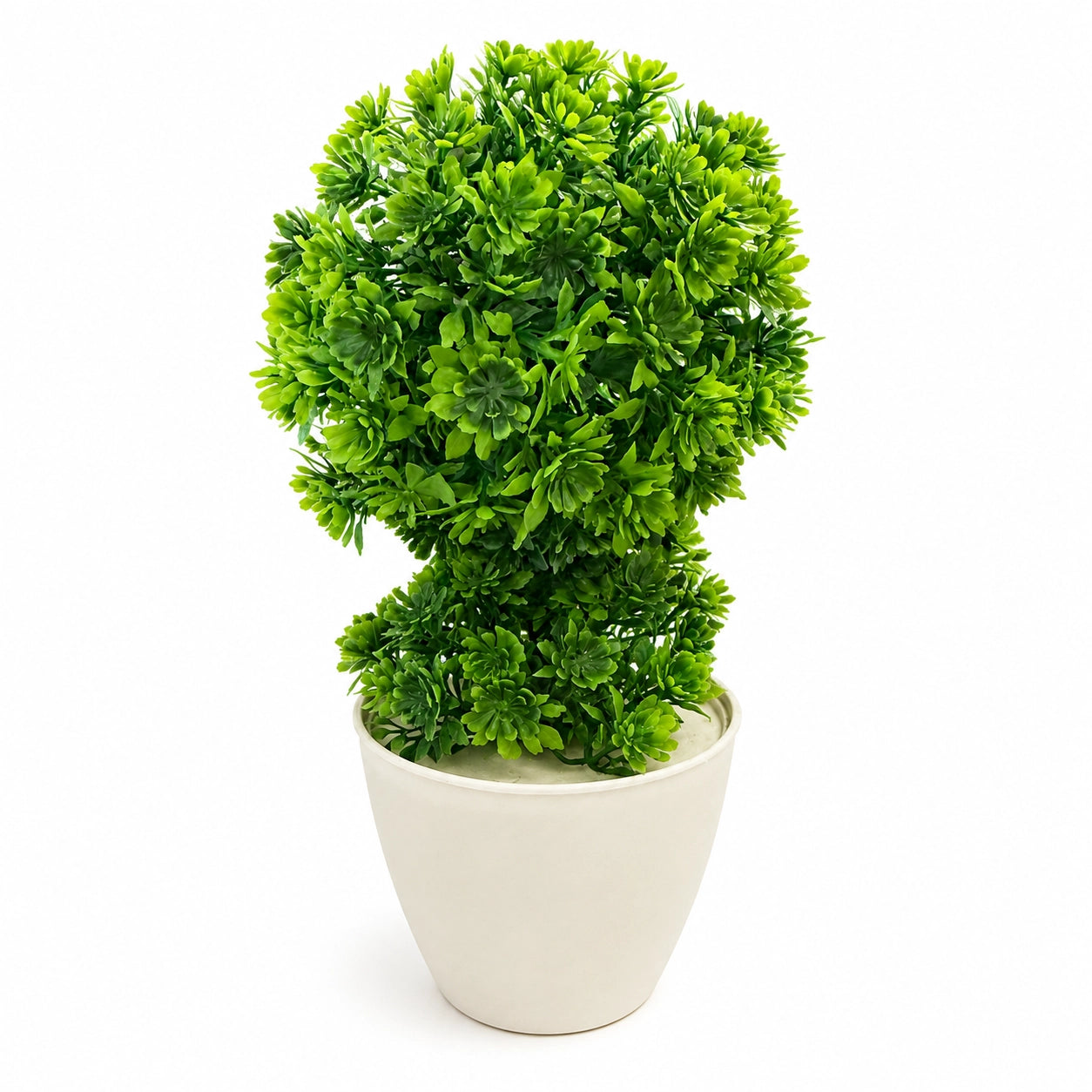 Artificial Green Topiary Plant in Cream Pot – Pack of 2