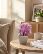 Artificial Lavender Flower Plant in White Square Pot – Pack of 5