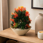 Artificial Orange Fern Plant in Cream Bowl Pot – Pack of 2 lifestyle