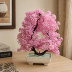 Artificial Pink Blossom Bonsai Plant in Cream Rectangle Pot – Pack of 2 lifestyle