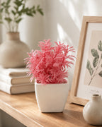 Artificial Pink Fern Plant in White Square Pot – Pack of 5