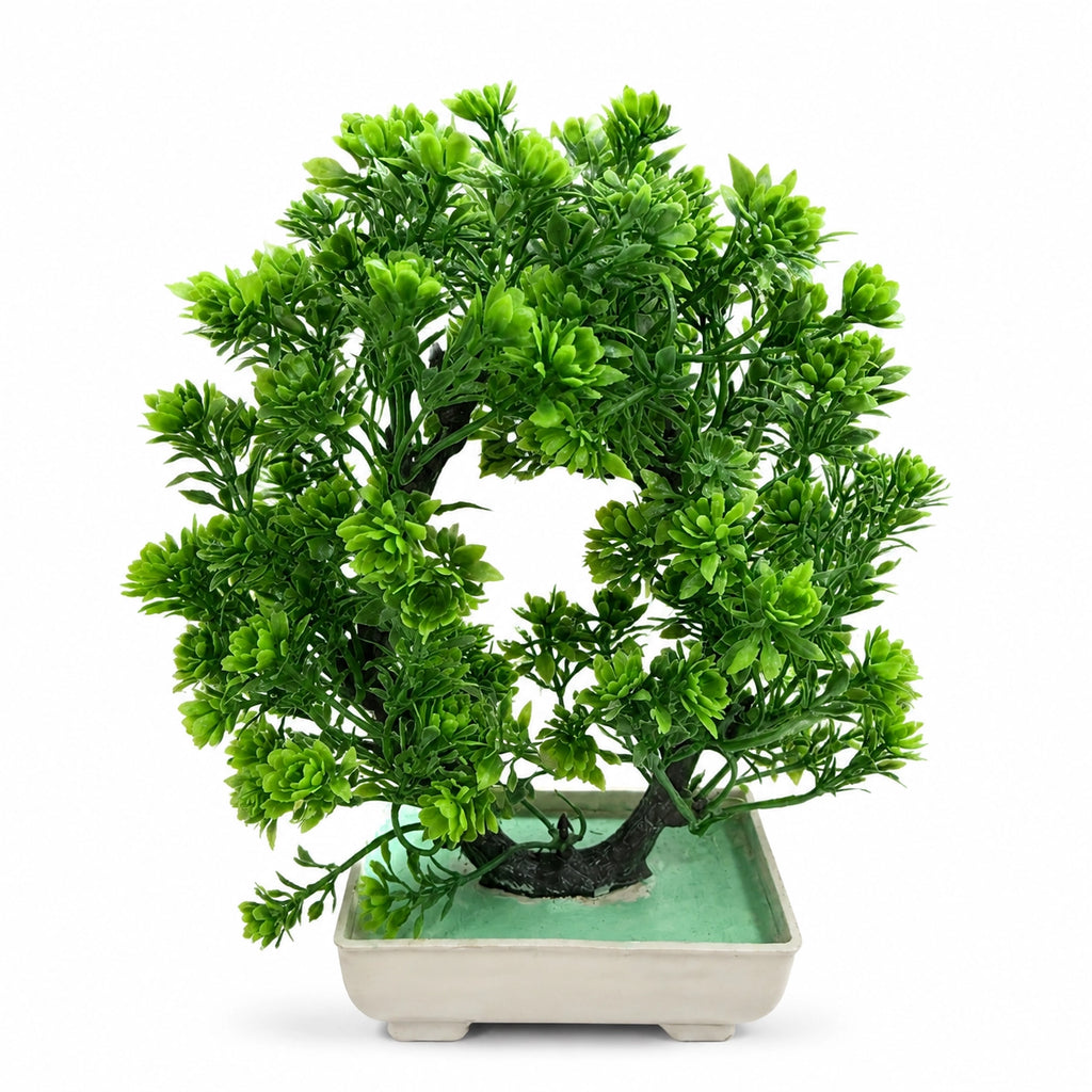 Artificial Round Bonsai Tree in Cream Rectangle Pot – Pack of 2