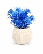 Artificial Small Blue Fern Plant in White Round Pot – Pack of 2
