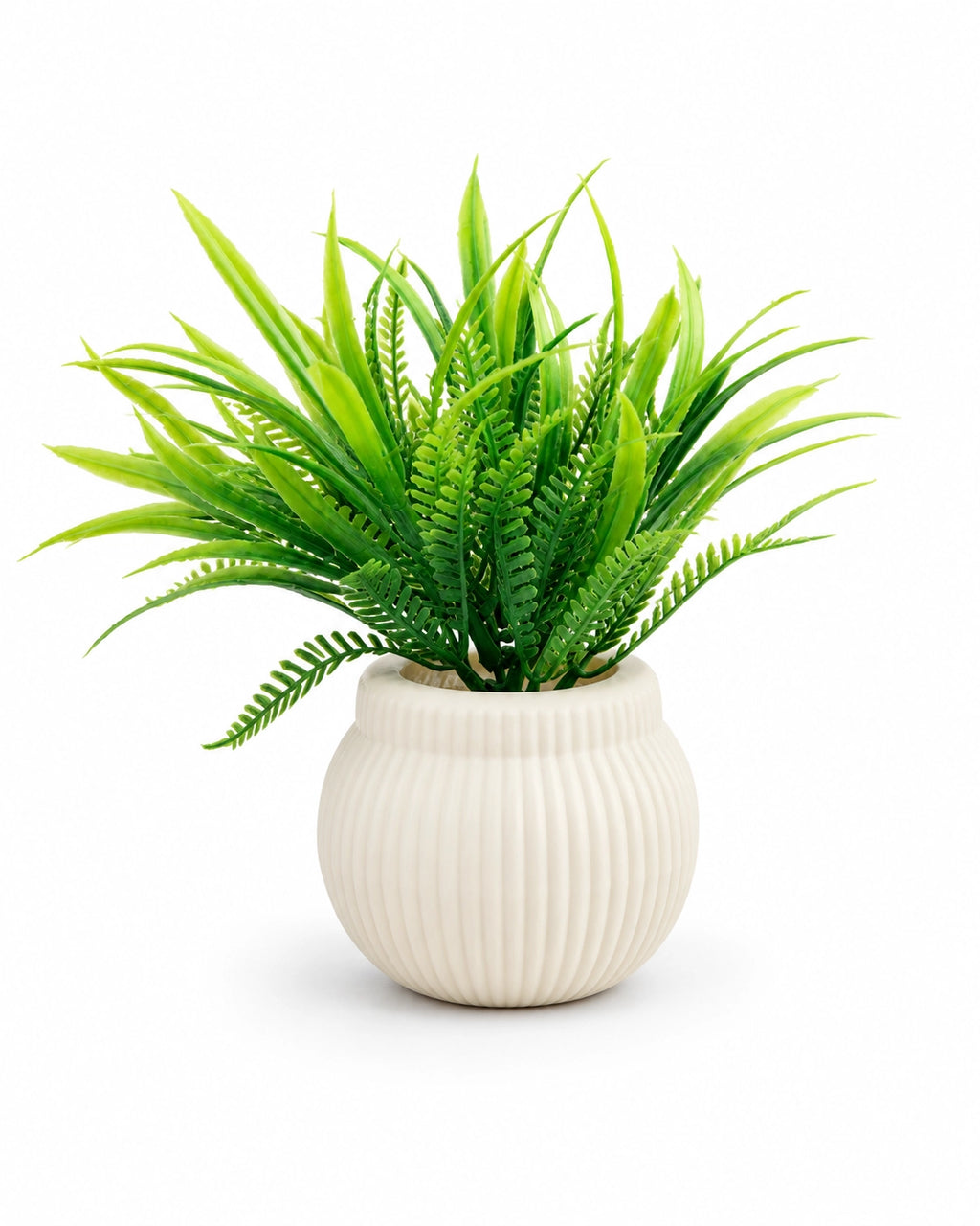Small Spiky Artificial Plant in White Round Pot – Pack of 2