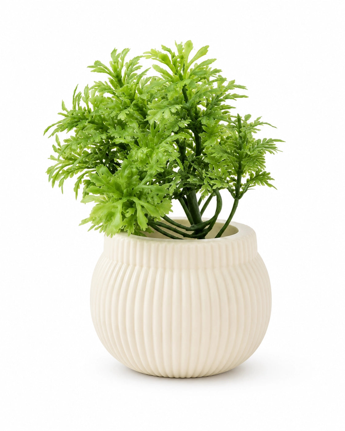 Artificial Small Light Green Fern Plant in White Round Pot – Pack of 2 lifestyle