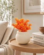 Artificial Small Orange Fern Plant in White Round Pot – Pack of 2 lifestyle