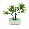 Artificial Spiky Green Bonsai Plant in Cream Rectangle Pot – Pack of 2