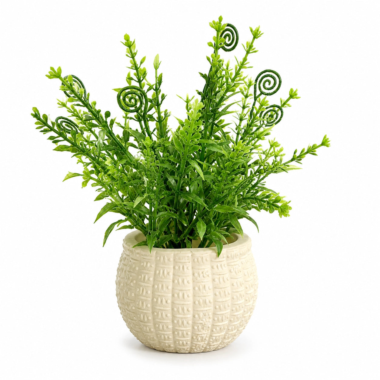 Spiral Artificial Plant in White Round Pot – Pack of 2