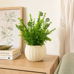 Spiral Artificial Plant in White Round Pot – Pack of 2 lifestyle