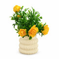 Artificial Yellow Flower Plant in Cream Pot – Pack of 2