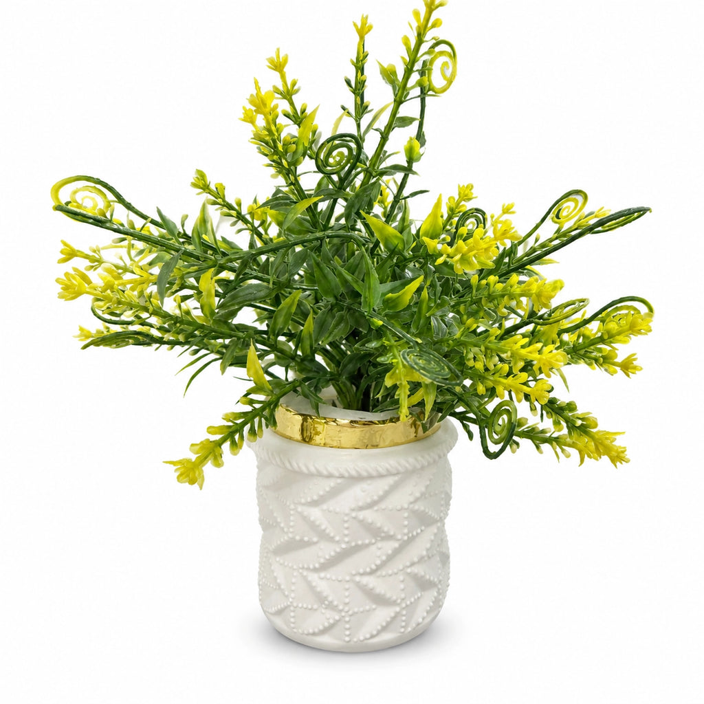 Artificial Yellow Plant in White Pot – Pack of 2