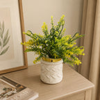 Artificial Yellow Plant in White Pot – Pack of 2 lifestyle