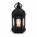 Black Moroccan Small LED Candle Lantern