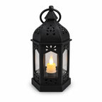 Black Moroccan Small LED Candle Lantern
