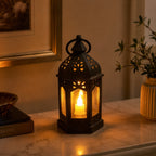 Black Moroccan Small LED Candle Lantern lifestyle