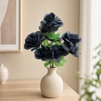 Black Rose artificial flower bunch styled in a vase