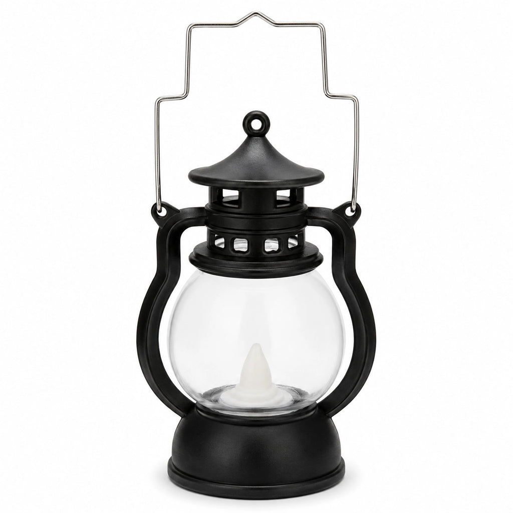 Black Vintage Small LED Hurricane Lantern