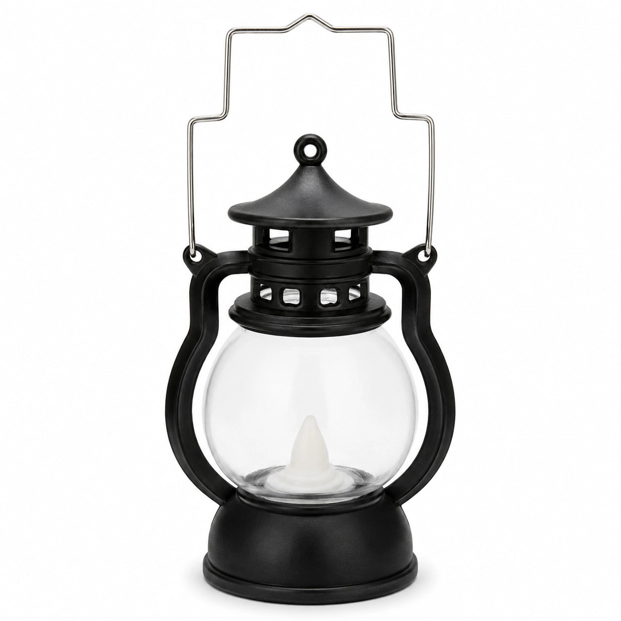 Black Vintage Small LED Hurricane Lantern