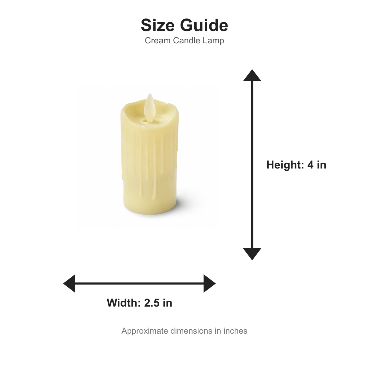 Size guide - approximately 4 x 2.5 inches