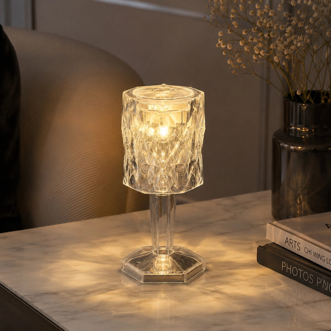Square Crystal LED Table Lamp lifestyle