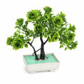 Green Artificial Bonsai Tree in White Planter – Pack of 2