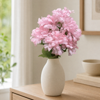 Pink Marigold artificial flower bunch styled in a vase