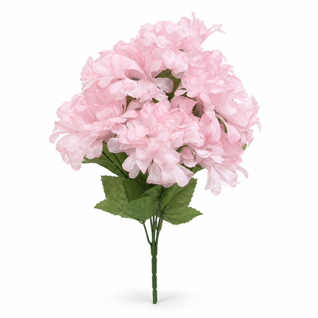Pink Marigold artificial flower bunch on white background
